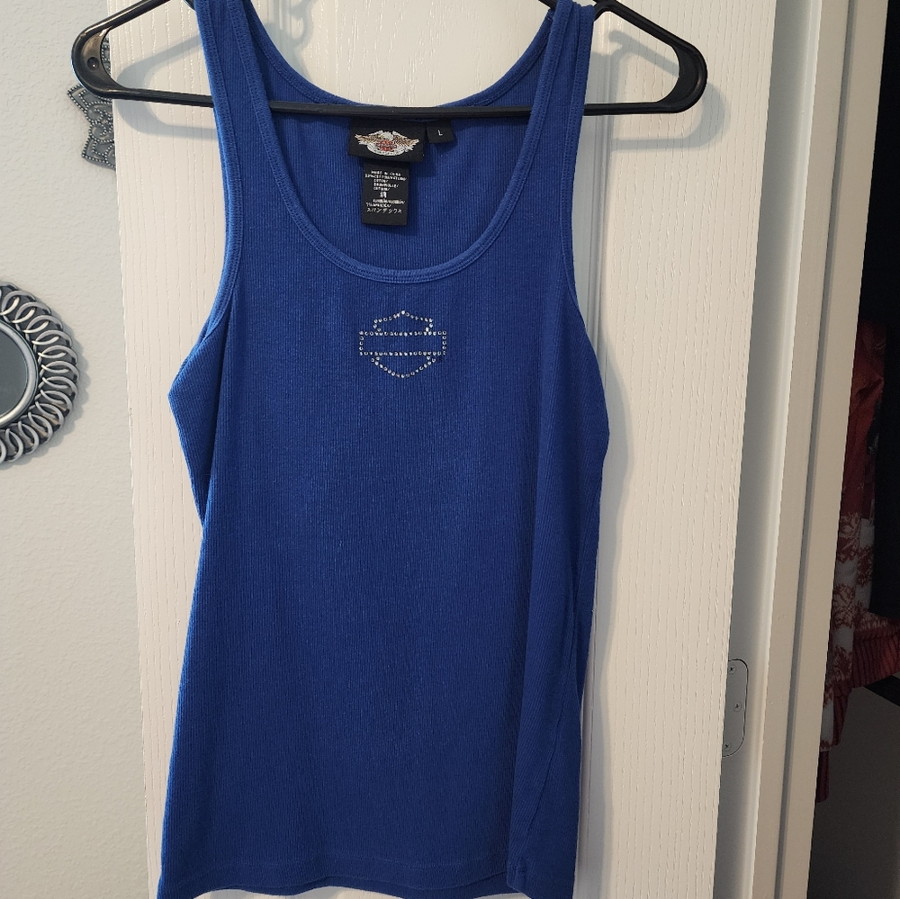 Harley-Davidson Royal Blue Rhinestone Tank Top